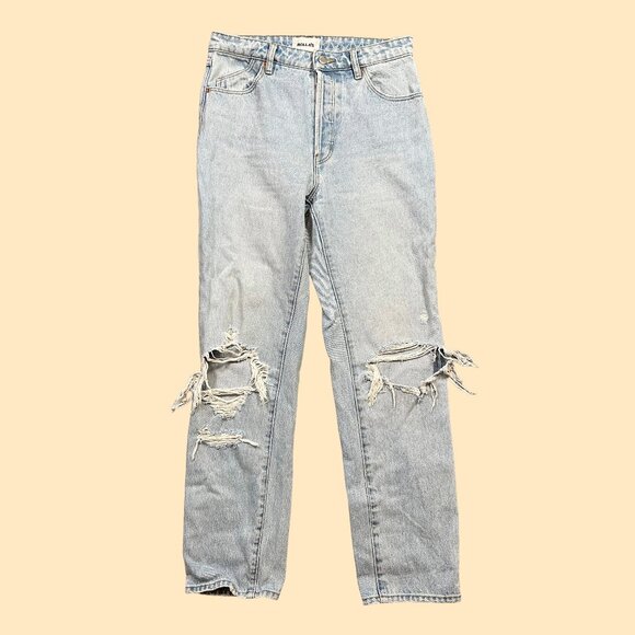 Rolla's Classic Straight Regular Fit Denim Jeans Light Wash Distressed Size  27 - Picture 2 of 8